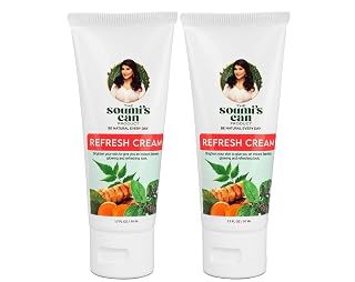 "THE SOUMI'S CAN PRODUCT Refresh Cream with Haridra, Neem, Aloevera, Vitamin C, for Instant Brightness, Glowing Skin & UV Protection | Primer with Dirt Protection | For Women & Men | For All Skin Types | 50g (Pack of 2)"