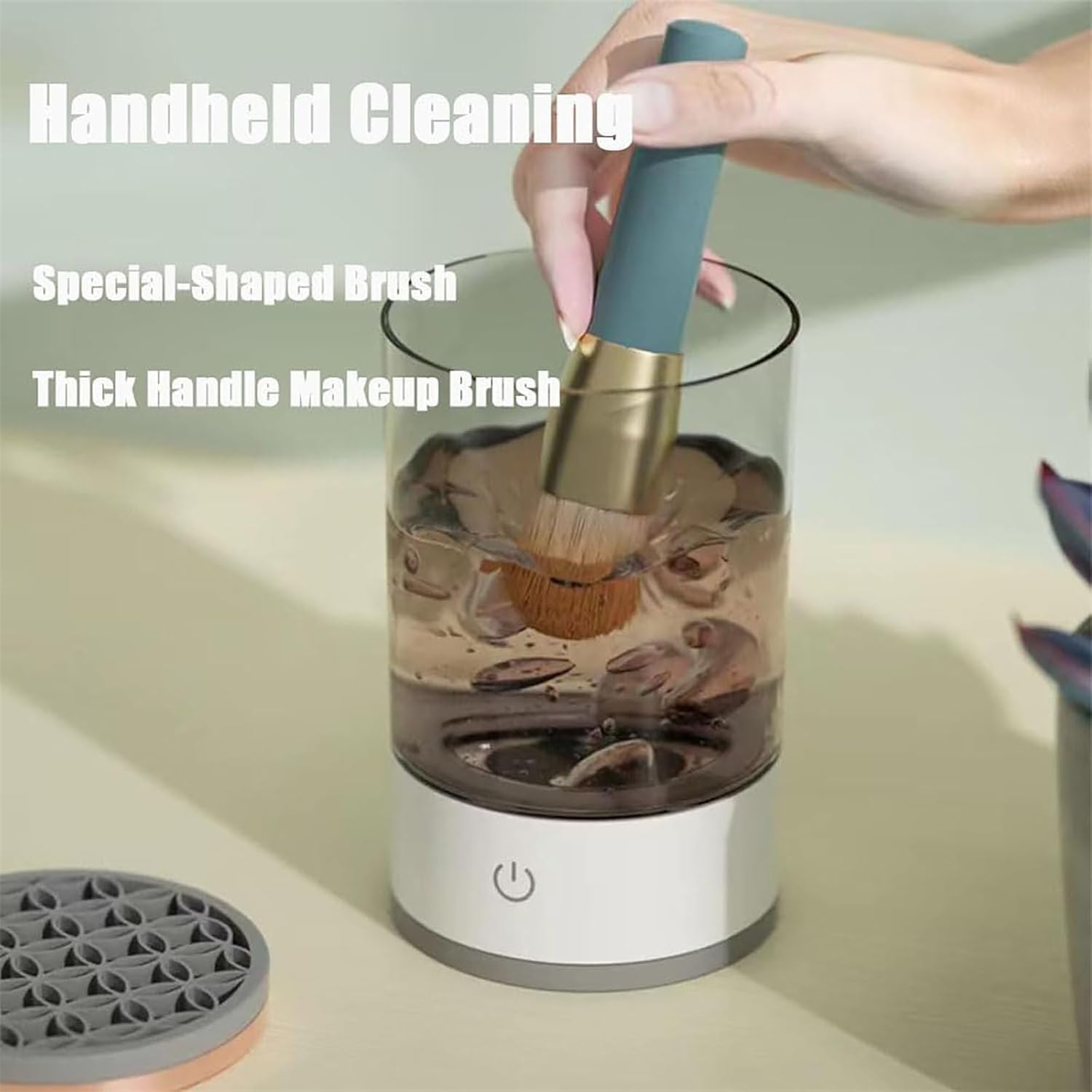 Cozy Luna, The Cozy Luna Brush Cleaner, Automatic Cozy Luna Brush Cleaner, Beauty Swirl Cosmetic Brush Cleaner, Deep Spinning Cleaner, set di pennelli da trucco (2 pezzi, bianco)