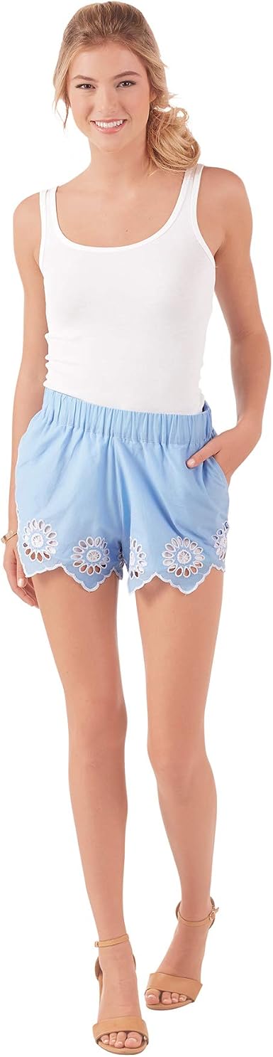 Amazon.com: Mud Pie - Pantalones cortos de algodón para mujer, color azul :  Ropa, Zapatos y Joyería