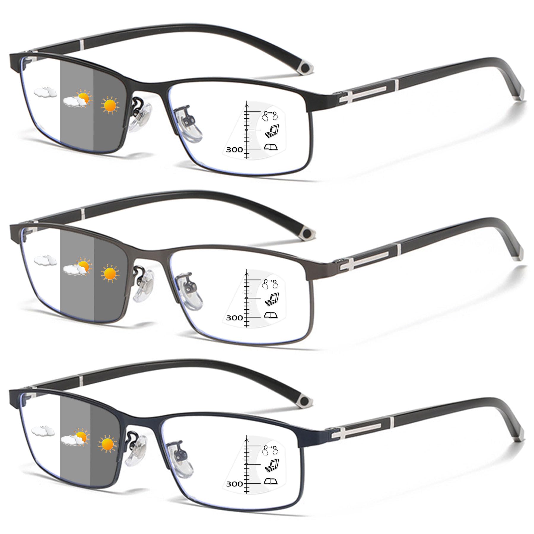 Lanomi Gafas de lectura progresivas multifoco, filtro de luz azul, para mujer y hombre, visión deslizante, con fuerza