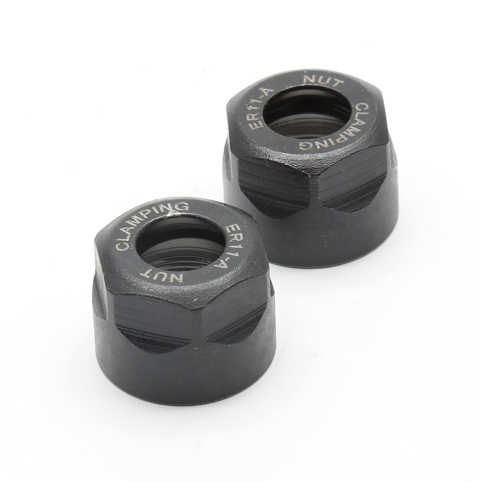 Murtenze 2 Pack ER11-A Type M14 Thread Collet Clamping Nut, Hex Nuts for CNC Chuck Mill Chuck Holder Lathe,Black