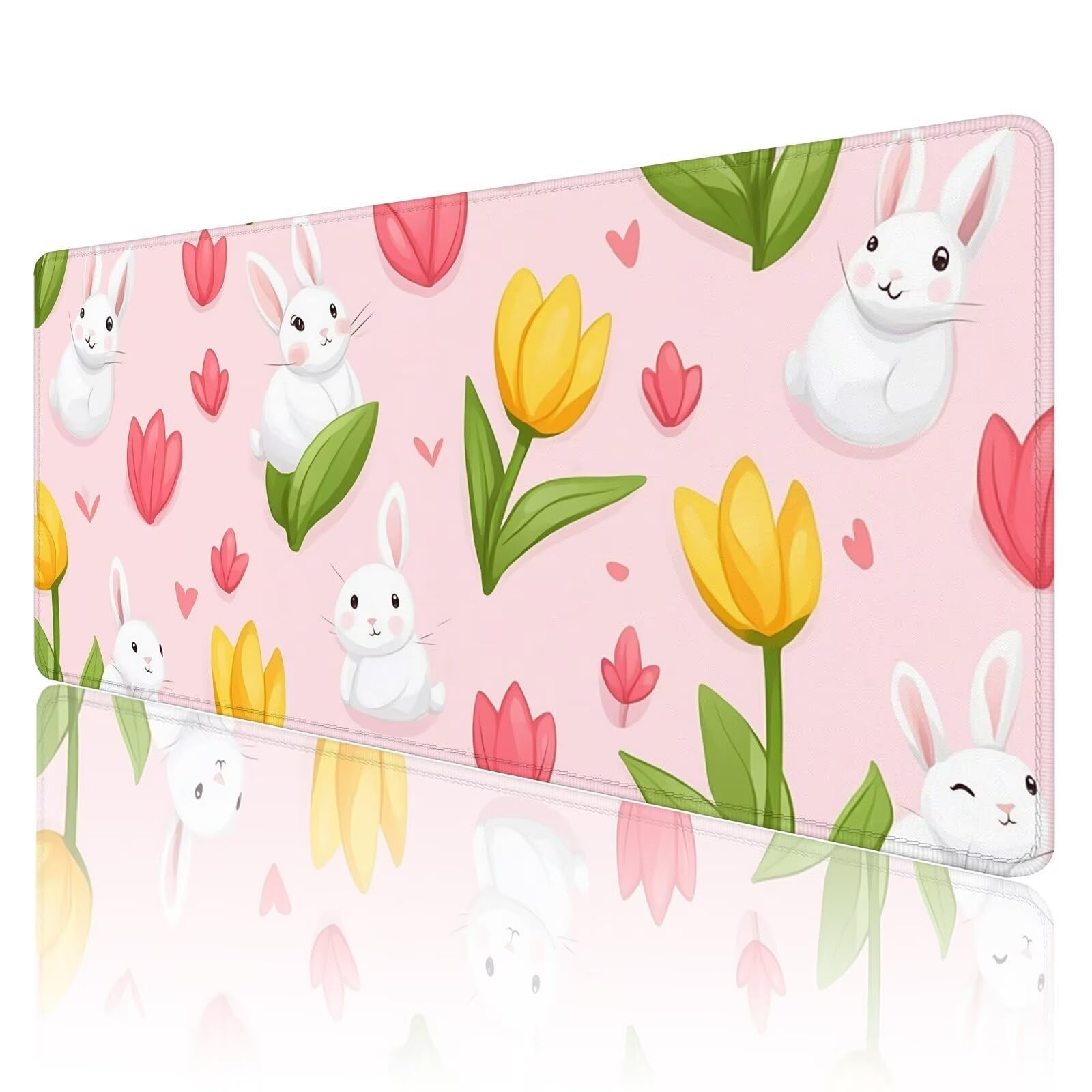 Tapis de Souris de Jeu Rose Tapis de Souris XXL 1600x800x3mm Mignon Tapis Souris Gaming Grand, avec Bords Surpiqués et Base en Caoutchouc AntidéRapant Surface, AméLiore La PréCision et La Vitesse