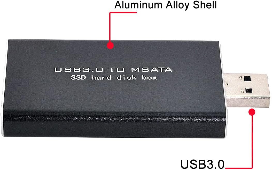 Cablecc Mini PCI-E mSATA to USB 3.0 External SSD PCBA Conveter Adapter Card with Enclosure