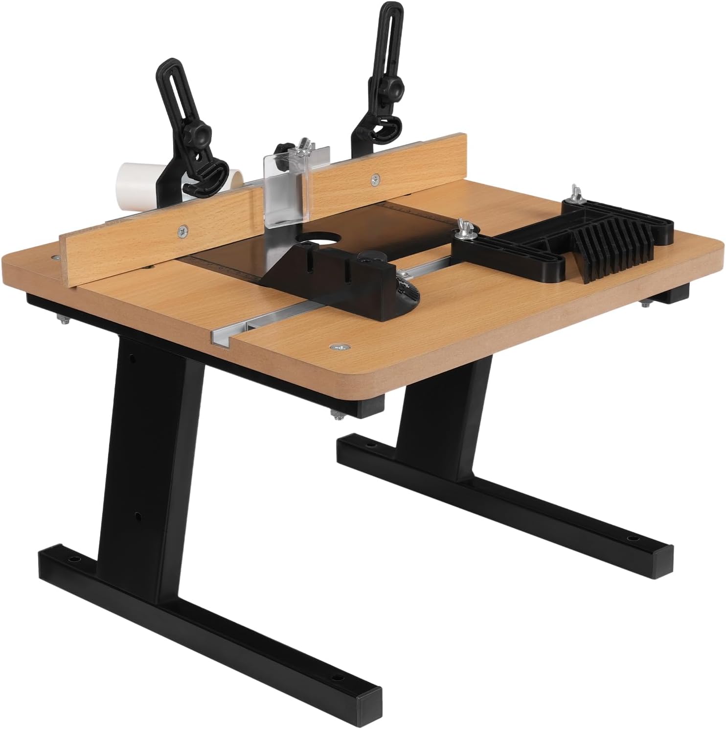 Router Table With Adjustable Backrest, MDF 440.92 lbs Capacity, Woodworking Tabletop DIY Benchtop for Wood Trimming, Furniture Processing, and Grooving