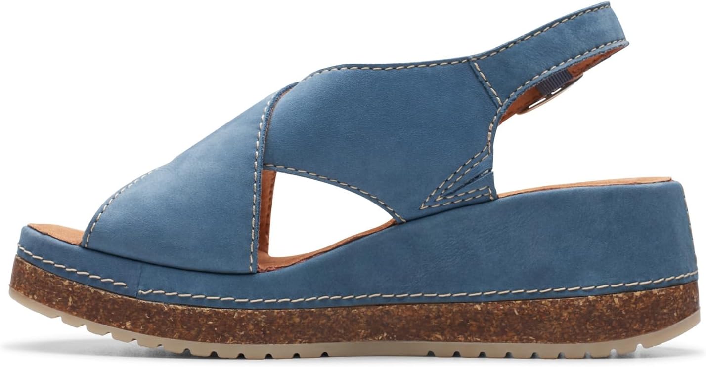 Clarks Women's, Kassanda Step Sandal, 10, Blue Nubuck - Image 3