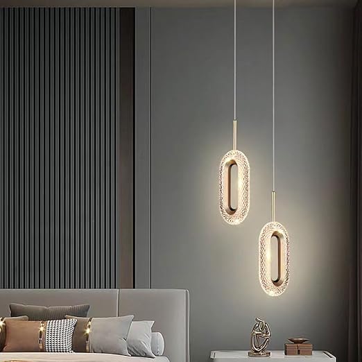 WgGUIF Modern Exquisite Pendant Lights,Golden Acrylic Hanging Lights,Ring -Shaped Adjustable Ceiling Lighting,LED Light 12W Chandelier,Hanging Ceiling Lamp,Bed Room,Bedside,Entrances WgGUIF photo 2