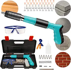 Pistola Finca Pinos Profissional para Concreto, Aço e Madeira – Kit Completo com 20 Pinos, Maleta e Acessórios de Fixação