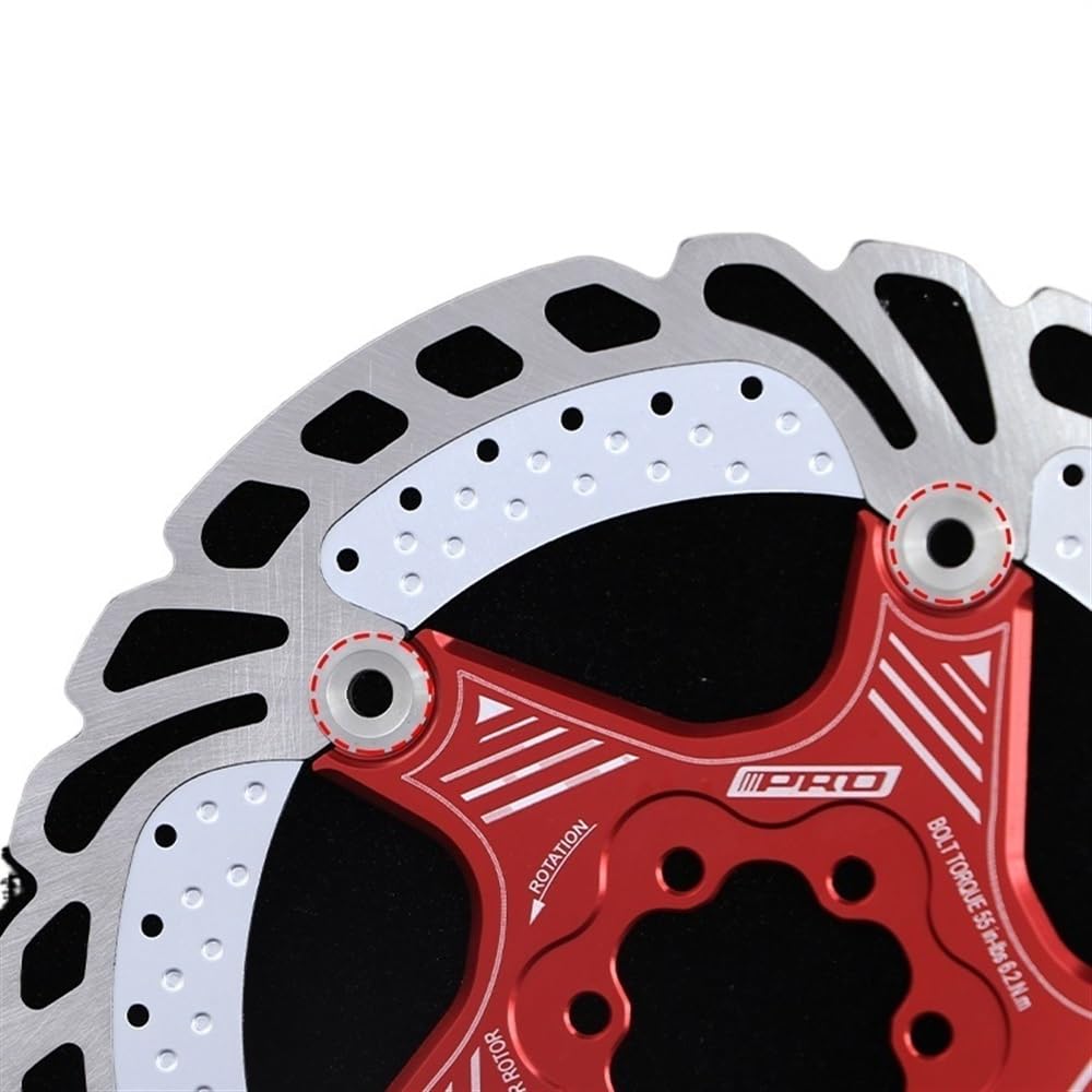 Bremsscheiben Fahrrad 140 mm/160 mm/180 mm/203 mm Rennrad MTB Float Scheibenbremsbelag 6 Schrauben Edelstahl Dissipation Scheibenbremsrotor mit(203mm Red Rotor)