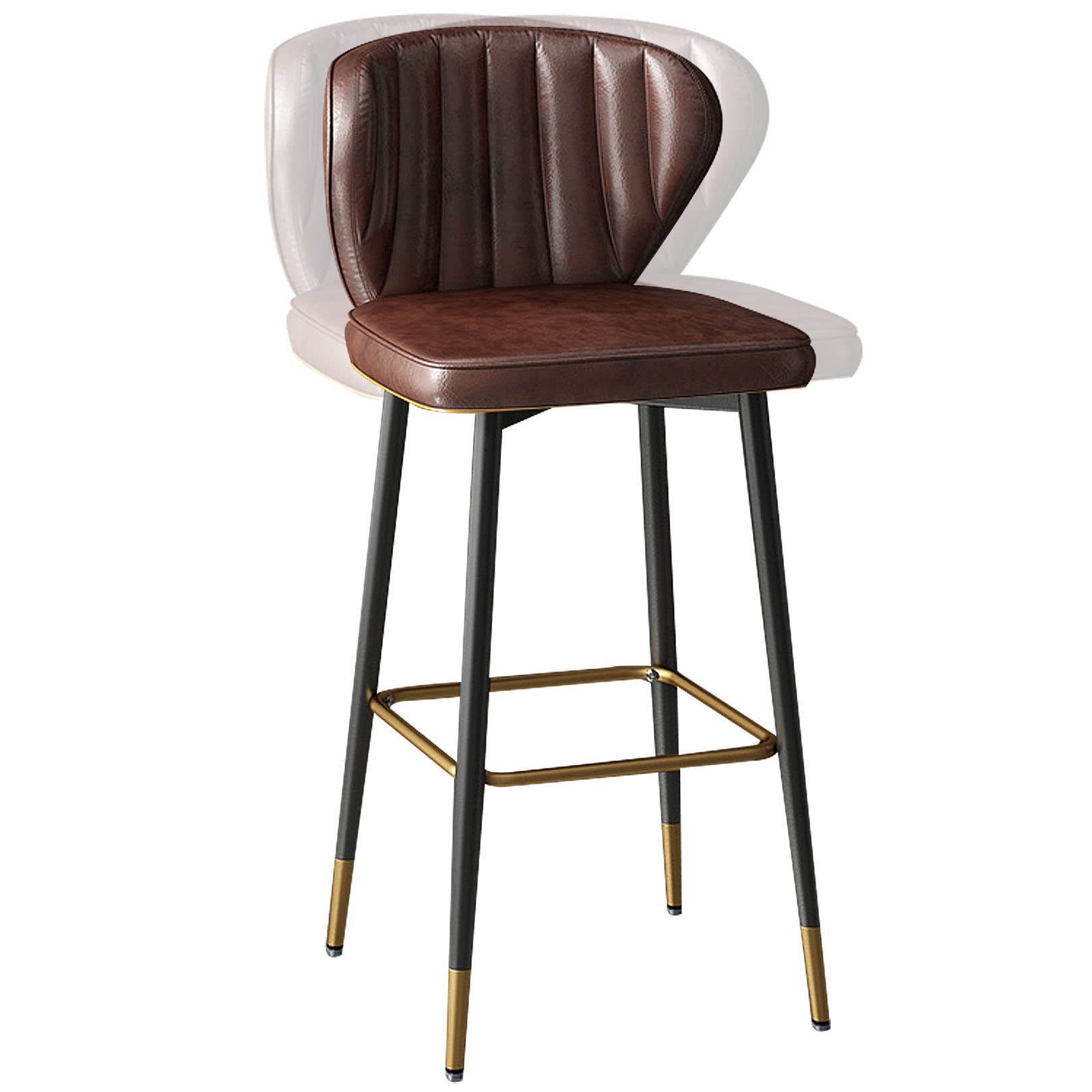 Tabouret de bar en cuir synthétique marron avec finitions soignées