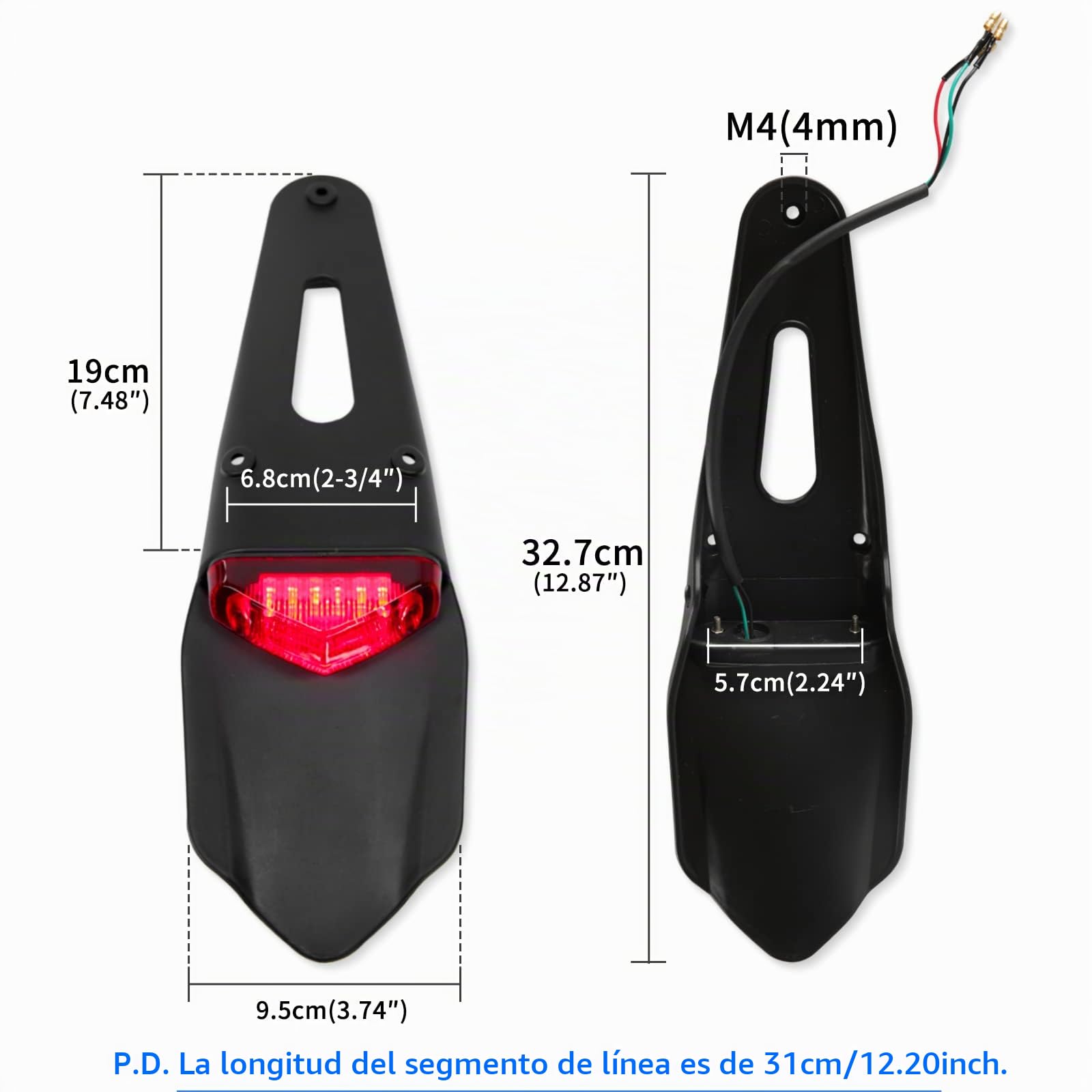 DREAMIZER Luz Trasera Para Motocicleta, Luces De Freno para Motocross, 12V Homologado Guardabarros Trasero, Universal para Enduro Dirt Bike XR250 400 650 WR250F 450F 250X 450X Crf Mx Trail Supermoto