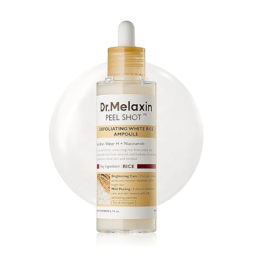 Dr.Melaxin Peel Shot Glow - Ampolla exfoliante de arroz blanco brillante de 2.7 fl oz, ampolla exfoliante suave para piel muerta con extracto de