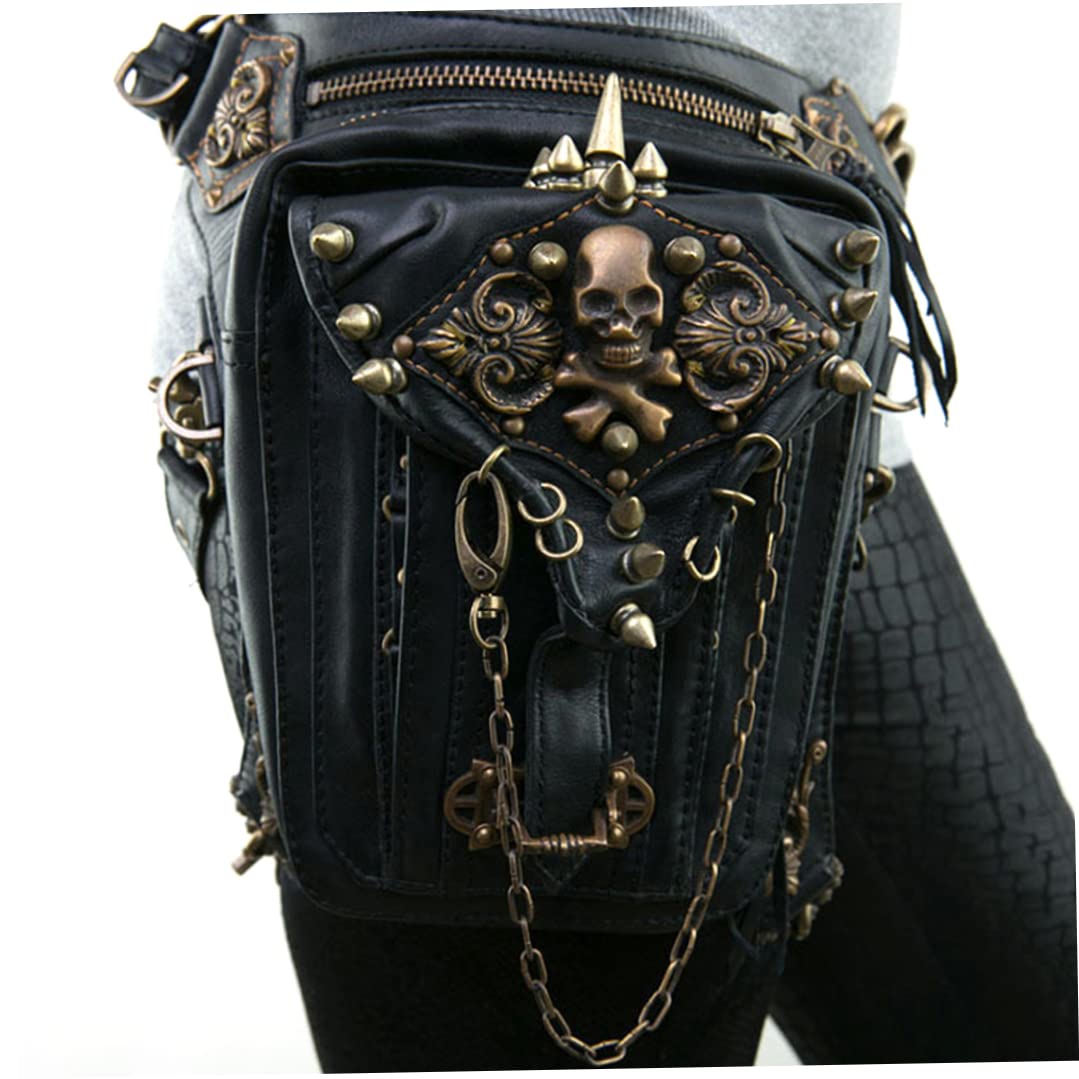 Riñonera Steampunk para Hombre y Mujer, Bolso de Hombro con Calavera gótica