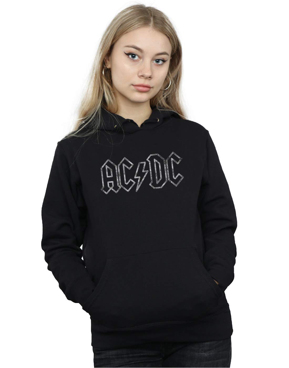 Absolute Cult AC/DC Women's Jagged Logo Hoodie Black Large