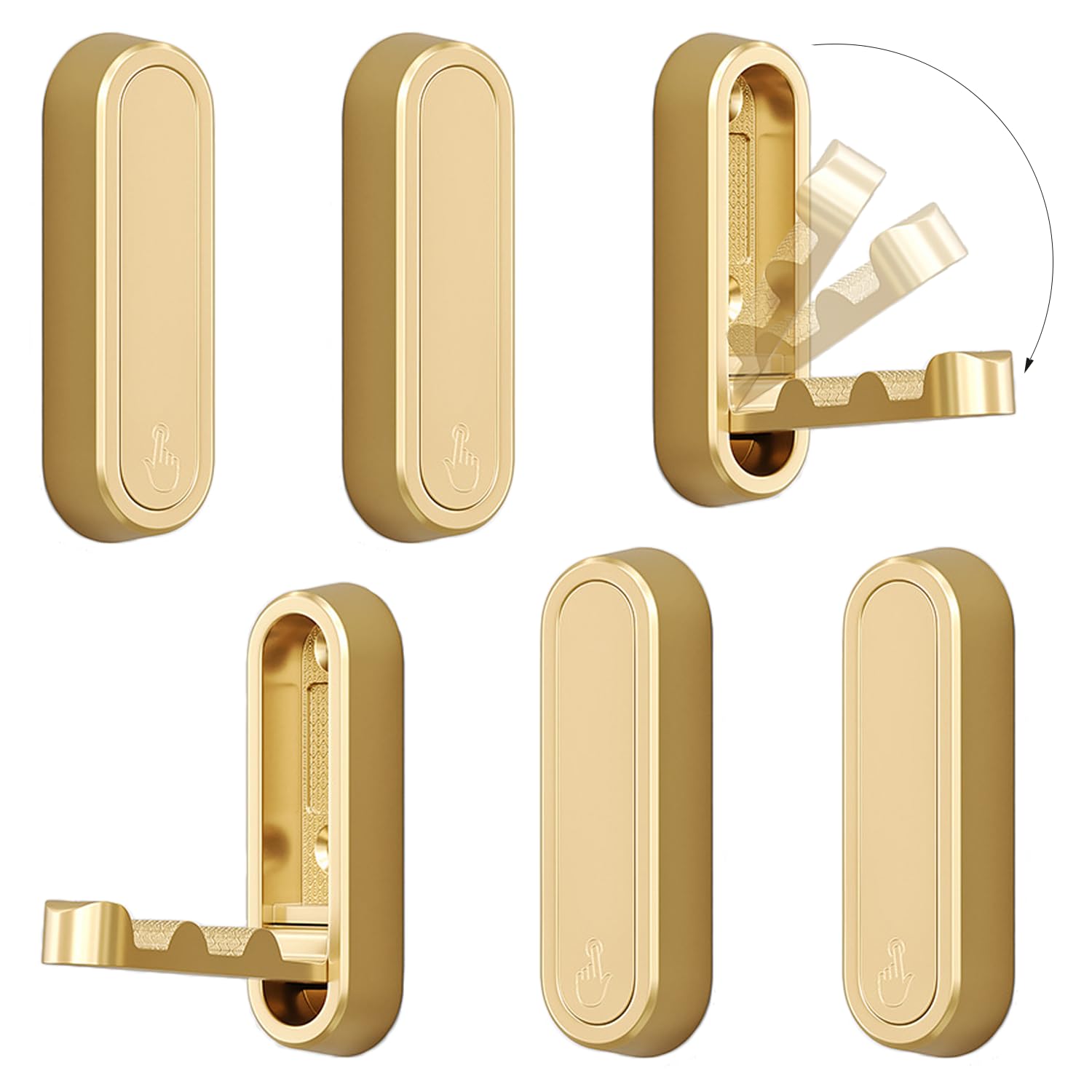 XSGTZMJ 6PCS Folding Coat Hooks, Heavy Duty Wall Hooks Made of Zinc Alloy, Foldable Gold Wall Hooks for Hanging Coats, Scarves, Hats, Bathrobes, Keys,