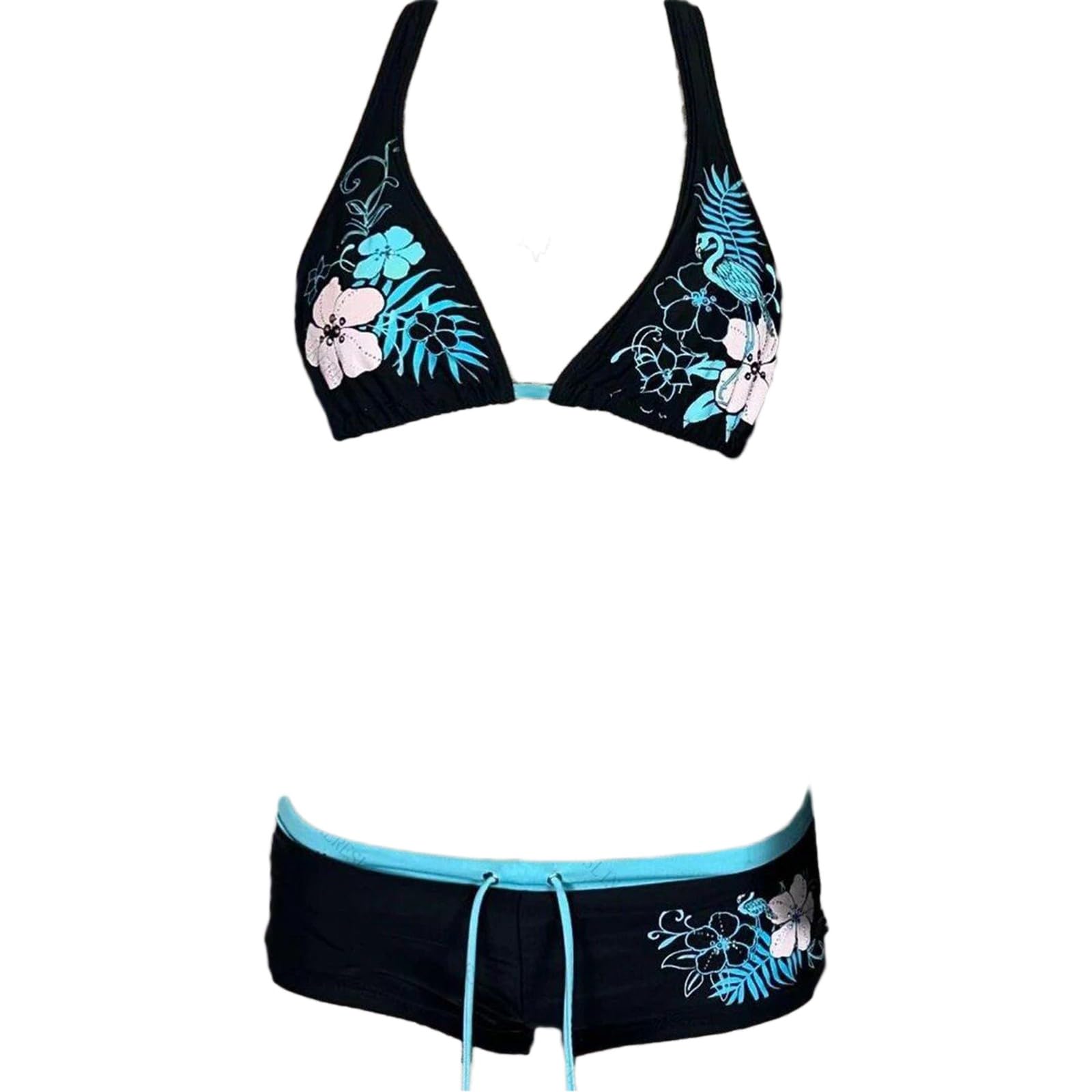 Generisch Conjunto de bikini para mujer, traje de baño, traje de baño, tankini con estampado floral, parte superior de bikini con parte inferior de cintura alta para nadar en la playa para deportes