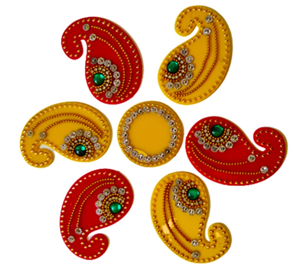 Avanti Creation Reusable Plastic Keri Shape Acrylic Handcrafted Decorative Rangoli Set for Floor Decoration for Diwali Puja Functions, Multicolor, 7 Inch, 7 PCS (B08JM4VYRK) Amazon Price History, Amazon Price Tracker