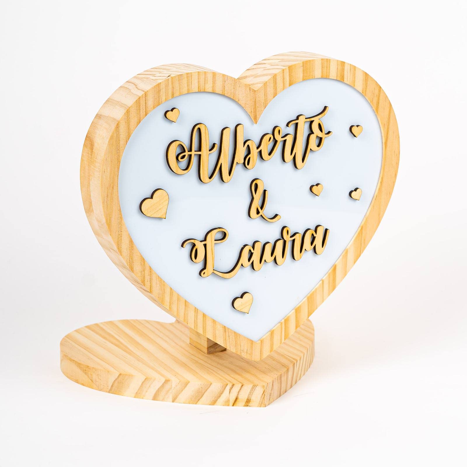 Genérico [ PINE & KIDS ] Lámpara Corazón personalizada con fondo de estrellas. (Dos nombres)