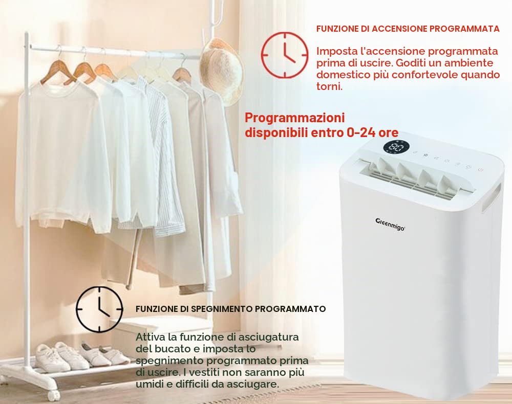 Deumidificatore 25L/24h,Deumidificazione Smart Adatto fino a 70m2,WiFi,Ionizzatore,Filtro Hepa Filtro e ai Carboni Attivi,Scarico Continuo,Serbatoio 4.5 Litri,Timer(ALPHA-Q25 Pro WiFi)