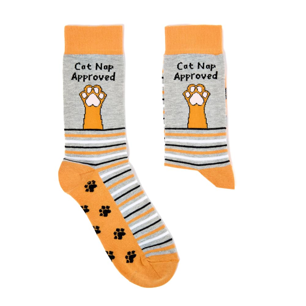 Urban Eccentric Cat Nap Approved Novelty Socks | Cute Cat Lover Gift | 1 Pair | Unisex UK Size 6–11 | Cotton Rich | Funny Animal Socks | Everyday Wear, Birthday & Secret Santa