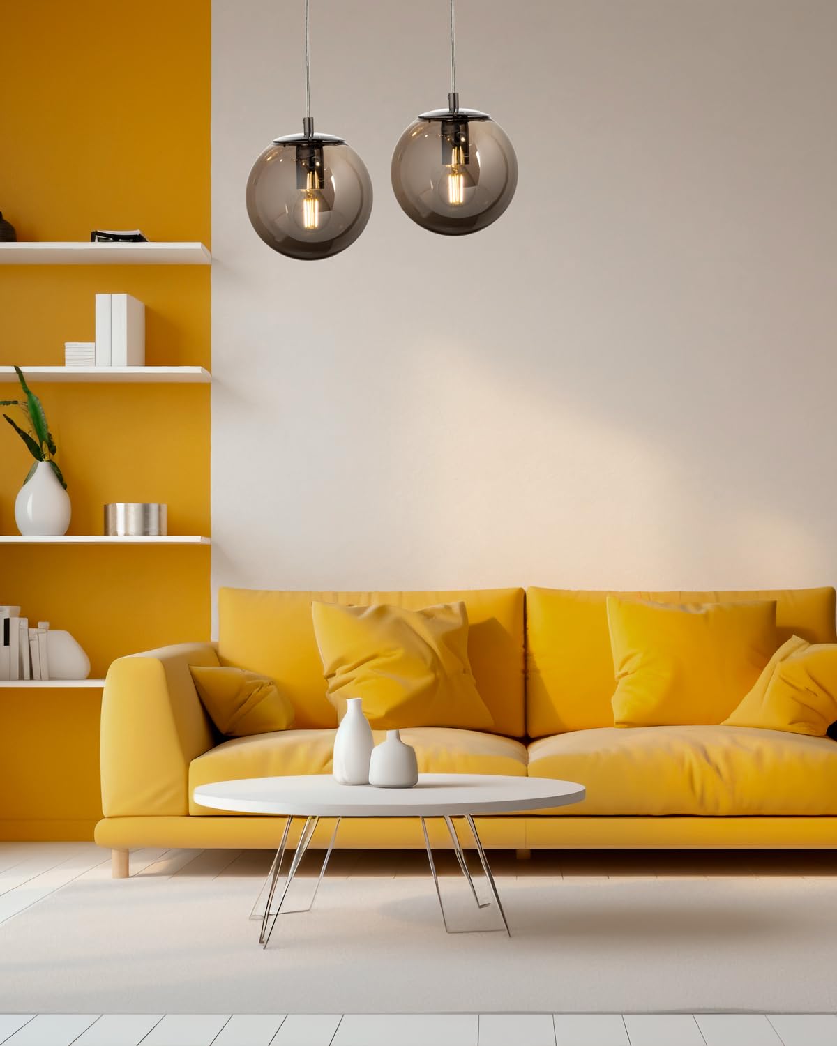 LEOLUX Gaia | Lampadario Cameretta, Soggiorno, Camera Da Letto. Con Altezza Regolabile E Facile Da Montare Al Soffitto. Lampadario A Sospensione Moderno Con Vetro Fumè