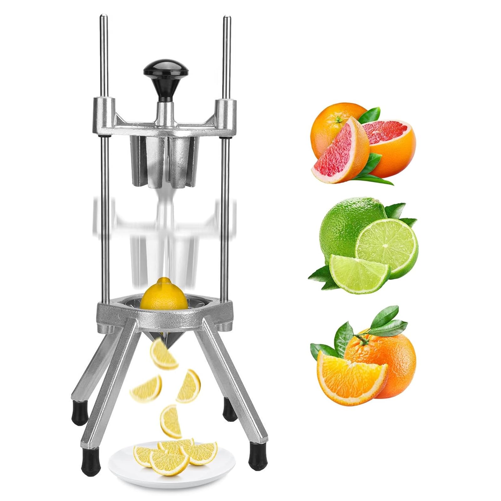 Cortador de limón para cuñas uniformes, cortador de lima de frutas de acero inoxidable para cocina profesional o doméstica, preparación rápida para restaurantes, 4/6/8/12 secciones