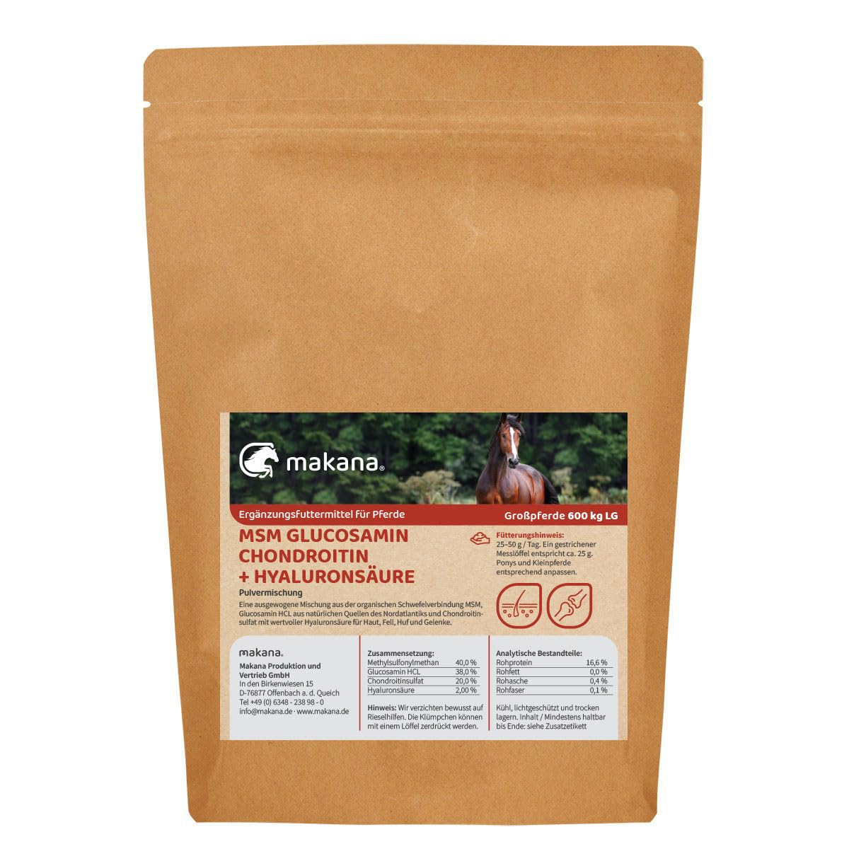 Makana Pulver MSM Glucosamin, Chondroitin + Hyaluronsäure 500 g