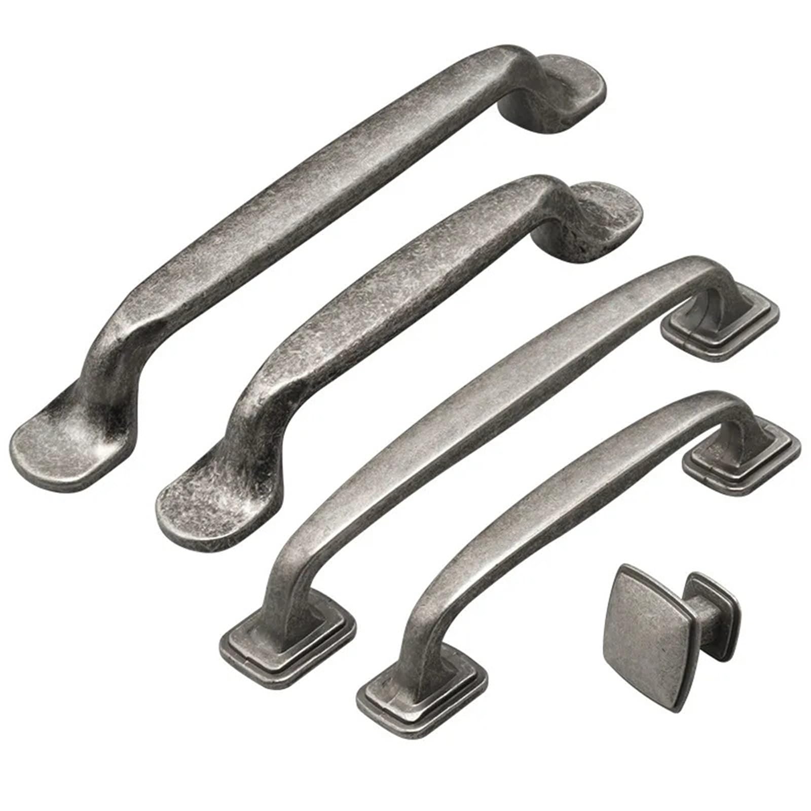 IRFHDCX Cupboard Handles 2pscVintage Wardrobe Pulls – Antique Silver Cabinet & Drawer Handles, Distressed Kitchen Cupboard Knobs(Silver 96mm A)