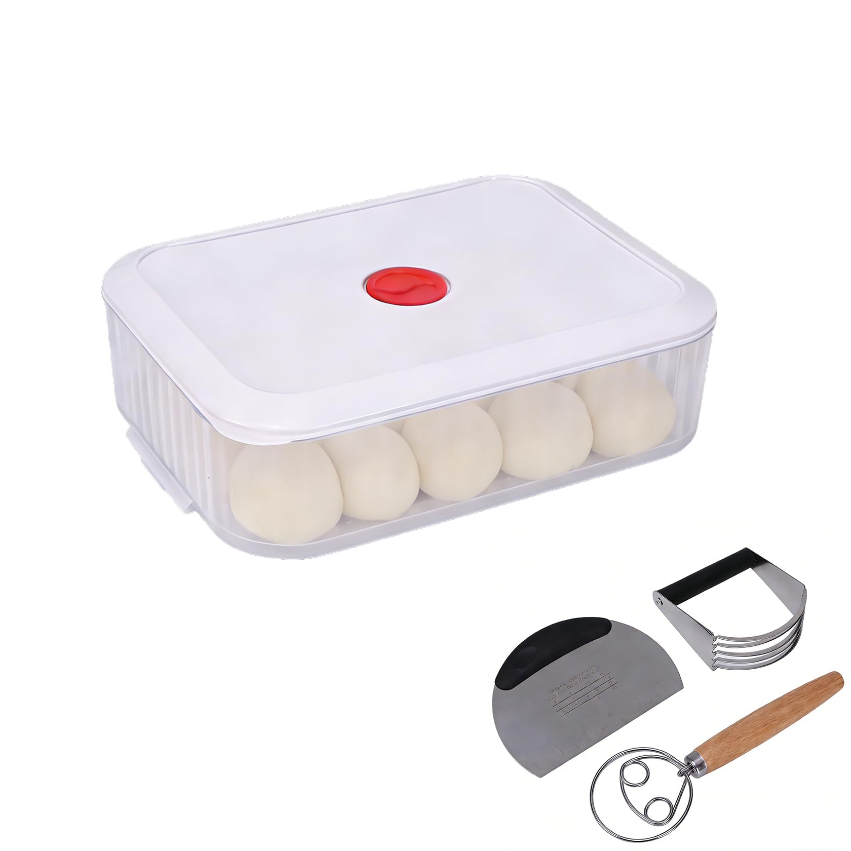 Juego De Caja De Masa Para Pizza Con Agitador De Masa, Aplastador Y Cortador, Caja Apilable Con Tapa Para Preparación, Fermentación Y Almacenamiento