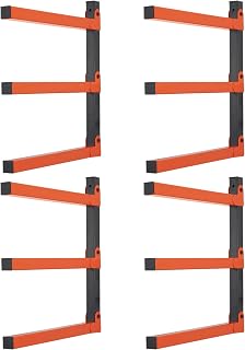 kragarmregal wandmontage|4er Set kragarmregal,720 lbs Wandregal | Schwerlast Metall regal für holzlagerung,Holzlagerregal für Holz,Rohre & Skier, wandhalterung für Garage & Keller,Orange