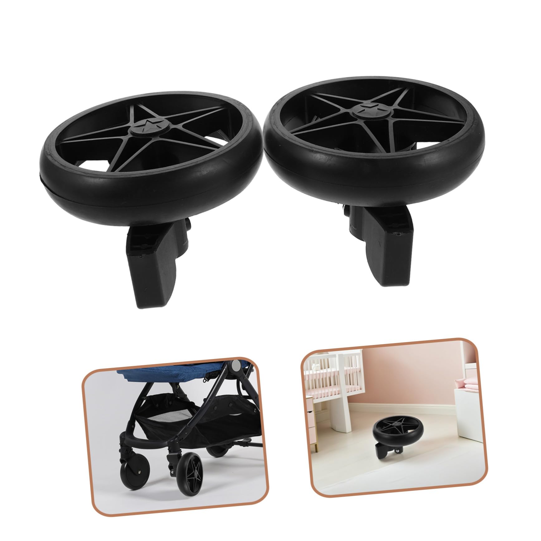 Beaupretty 2pièces Lot De Roues Pivotantes Silencieuses Avec Frein Pour Trotteur Et Poussette Accessoires De Rechange Pour Roulettes