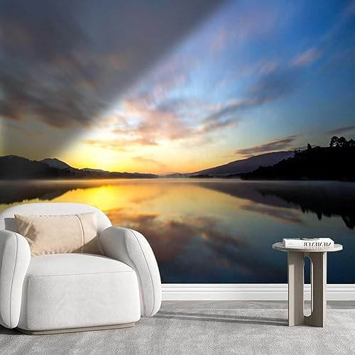 Adhesivo de papel de pared, diseño de paisajes, puesta de sol, papel tapiz para Baño, paisaje nocturno, casa de muñecas, sin pegamento para dañar,