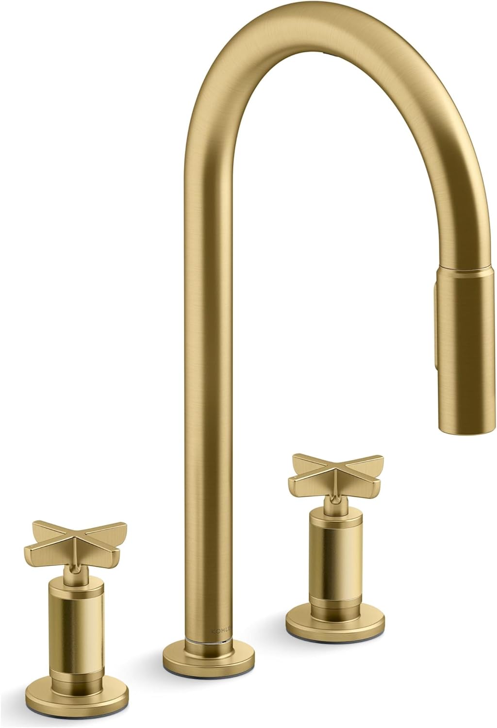 Kohler K-28671-3 Billet 1.5 GPM Widespread Pre-Rinse Pull Down Kitchen Faucet with Promotion Technology - Vibrant Brushed Moderne Brass
