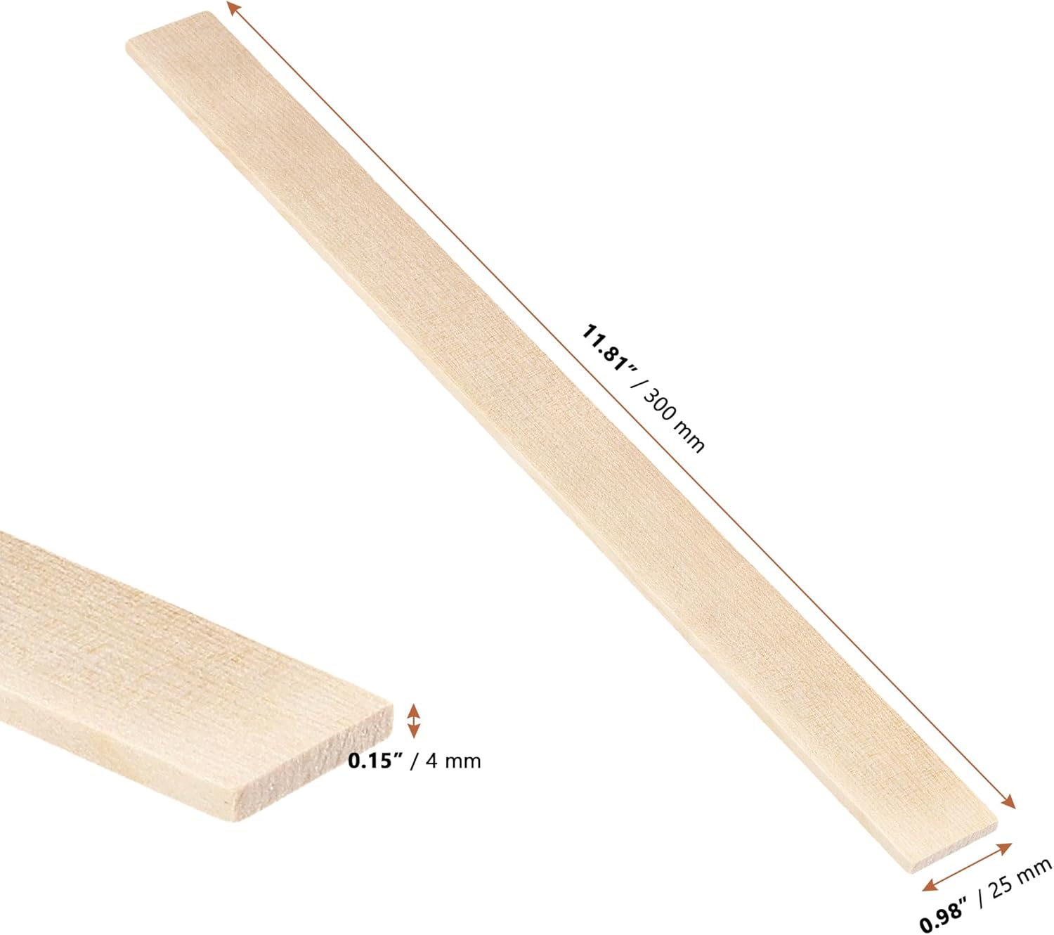 LEXININ 200 Pack 12 x 1 x 0.15 Inch Wooden Paint Mixing Sticks, 4mm Thick Wood Craft Stir Sticks for Wood Crafts, Mixing Paint