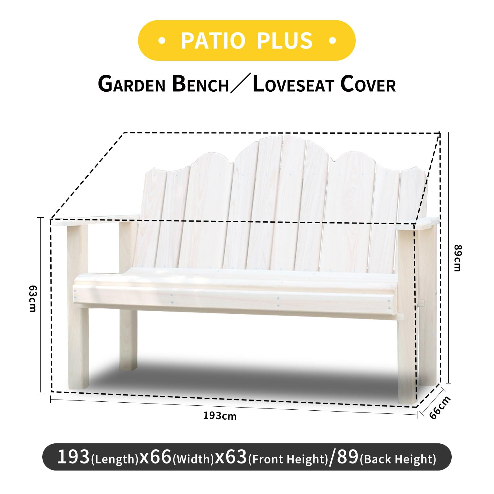 Funda impermeable para banco de jardín de 4 plazas, color verde, 193 x 66 x 63/89 cm
