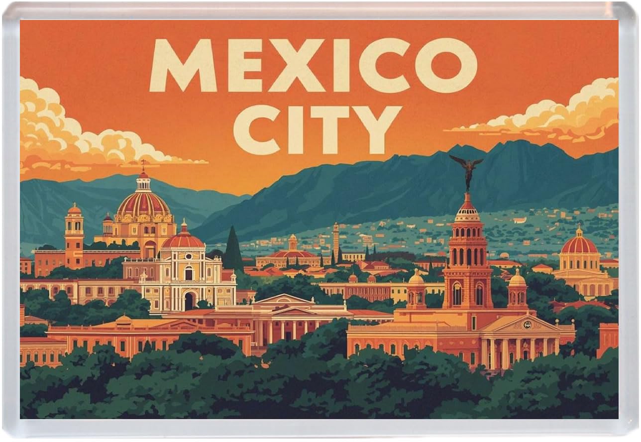 Baked Bean Store Multicolor Mexico City - Jumbo Artistic Fridge Magnet 96 X 67Mm Bbsfhm3017