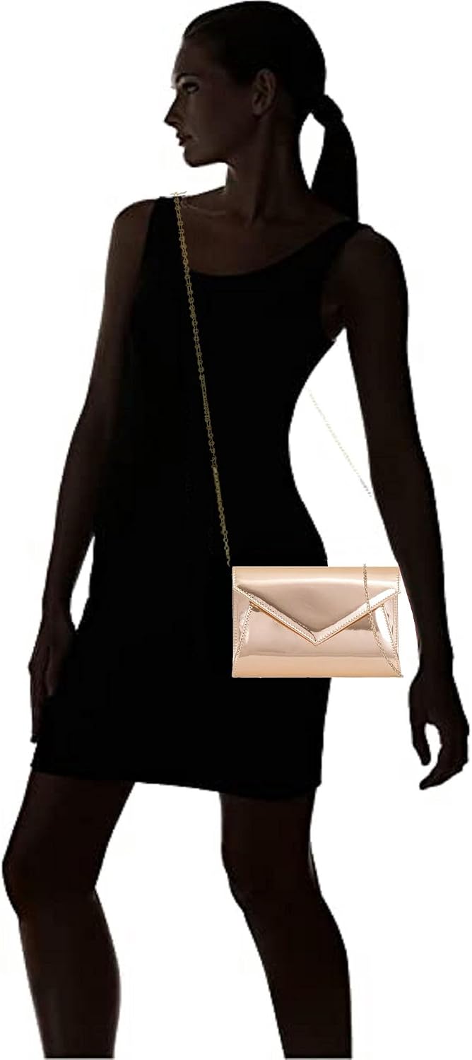 Patent Leather Envelope Style Bridal Prom Wedding Evening Clutch Party Purse Hand Bag image 2