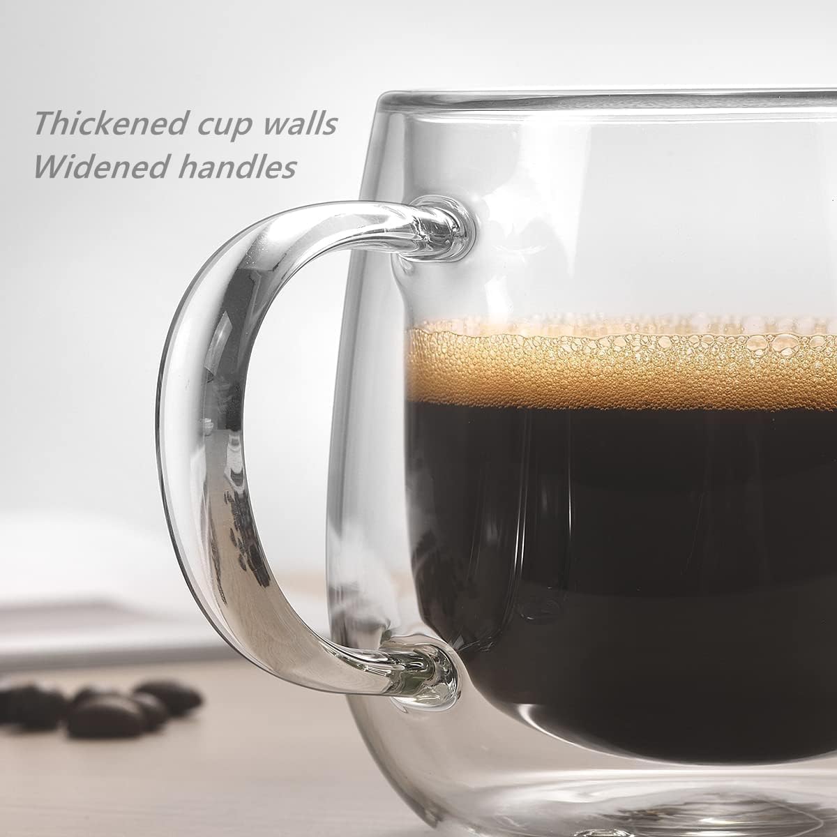 10oz Double Walled Glass Coffee Mugs Set of 2, Clear Insulated Mug for Cappuccino, Latte, Borosilicate Glass Cup, Heat & Cold Resistant Glasses - Image 4