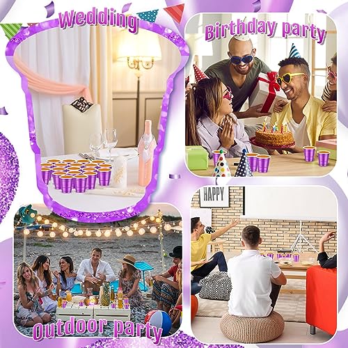 Roshtia 100 Pack 2 oz Thanksgiving Plastic Shot Cups, Mini Disposable Shot Glasses 2 oz Party Cups for Wedding Christmas Thanksgiving Party, Beer Taste Serving, Snacks(Purple) - Thumbnail 6