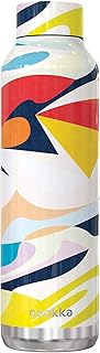 Quokka Butelka do picia ze stali nierdzewnej Solid Abstract 630 ml, czarna, jedyna w swoim rodzaju