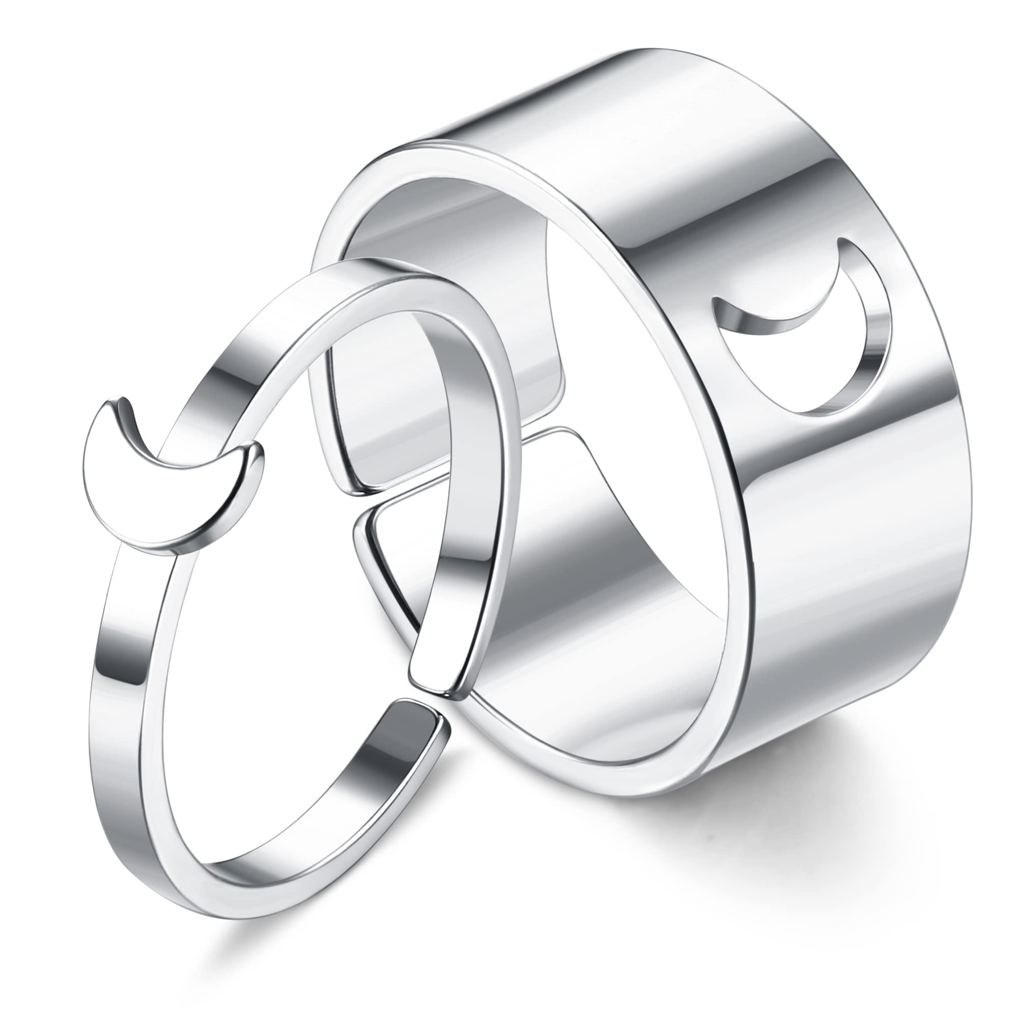 MILACOLATO 2 Anillos de Pareja de Acero Inoxidable para Mujer y Hombre, Anillos a Juego para Parejas Mariposa Luna Estrella Corazón Anillos Bonitos Anillos de Pareja a la Moda Anillos de Amistad