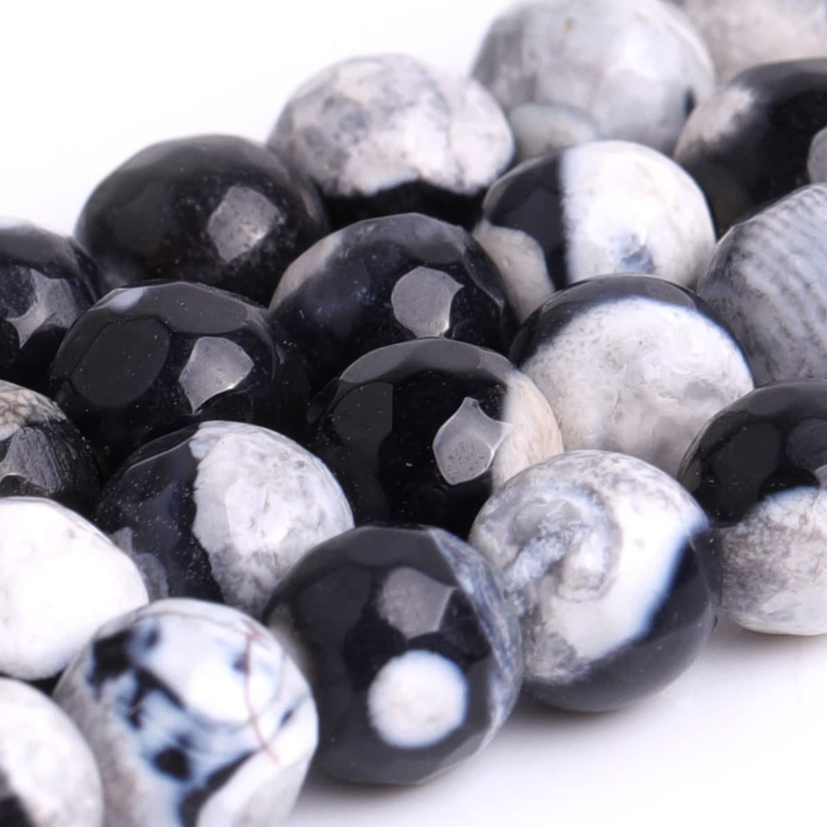 JOE FOREMAN Black Agate Round Beads - 6mm Faceted Loose Beads For Jewelry Making