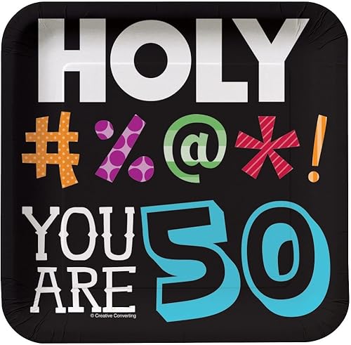 Miniatura 8 de Platos cuadrados para postre Creative Converting, 8 piezas, Holy Bleep celebración de cumpleaños 30