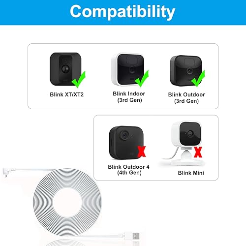 Miniatura 7 de Itramax Cable de carga Blink Blink de 20 pies para exterioresinteriores (3 generación) con adaptador (1 paquete), compatible con ladrillos de carga