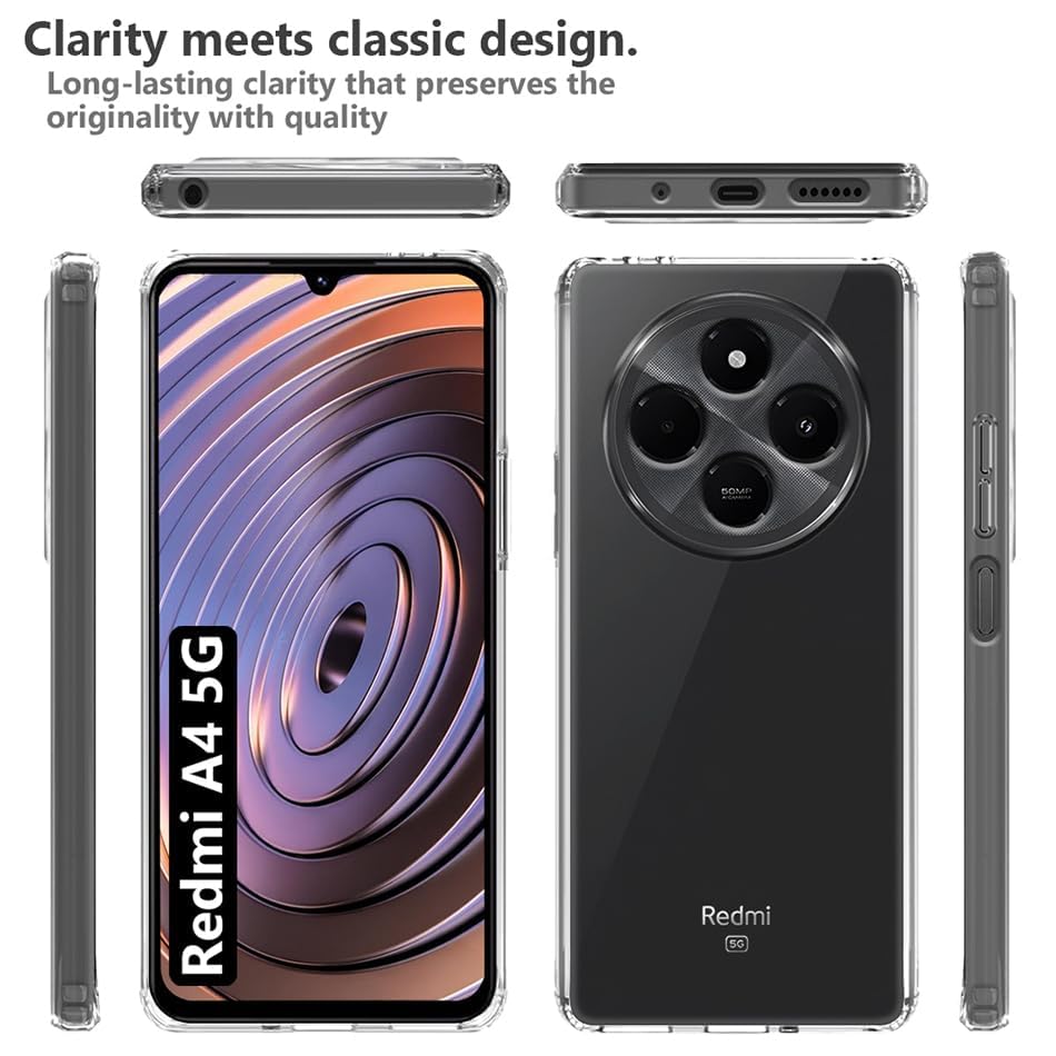 Image of JGD PRODUCTS for Mi Redmi A4 5G / Poco C75 5G / Redmi 14C 5G Premium Transparent Soft Silicon Back Cover [Transparent]