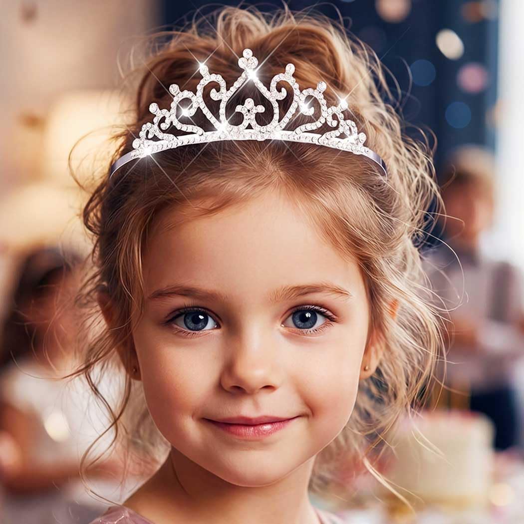 Yean Silver Mini Tiara Small Princess Crown Rhinestone Tiaras for Girls | Little Girls Tiara Birthday Party Headband Crown