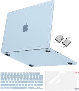 MOSISO Compatible with MacBook Air 15 inch Case M5 2026 M4 M3 M2 2025-2023 A3448 A3241 A3114 A2941, Matte Reinforced Corners Protective Hard Shell &Keyboard Cover&Screen Film&Type C, Sky Blue