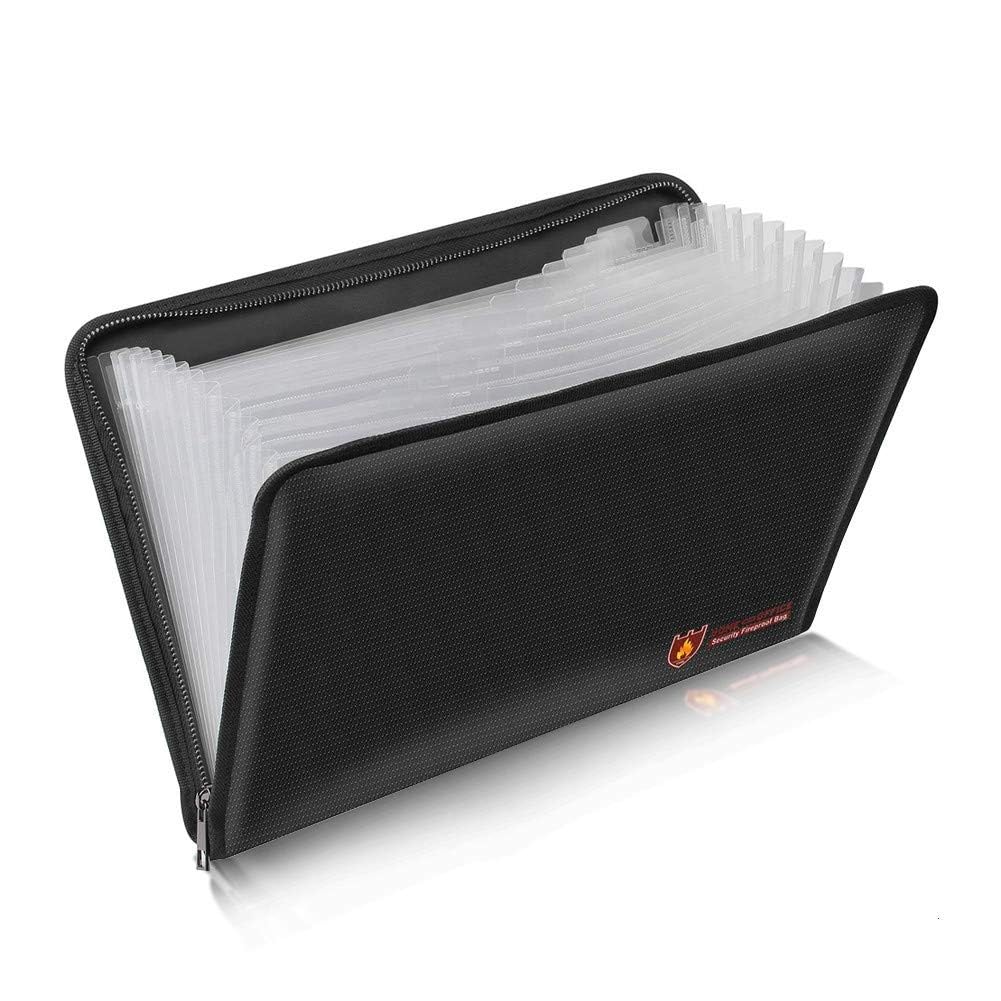 Fireproof Document Bag A4 Size | Fire & Water Resistant 12 Pocket Document Organizer Folder | Silicone Coated Waterproof File Holder | Safe Storage Pouch for Certificates, Passport & Legal Documents-image-21
