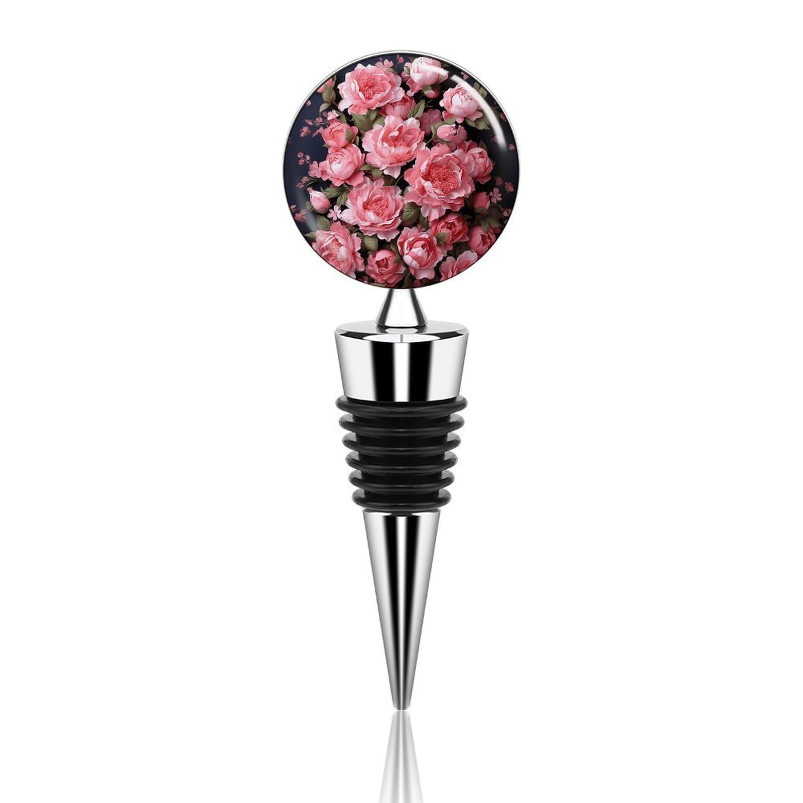 Bouchon de bouteille de vin hermétique en silicone avec fleur de pivoine