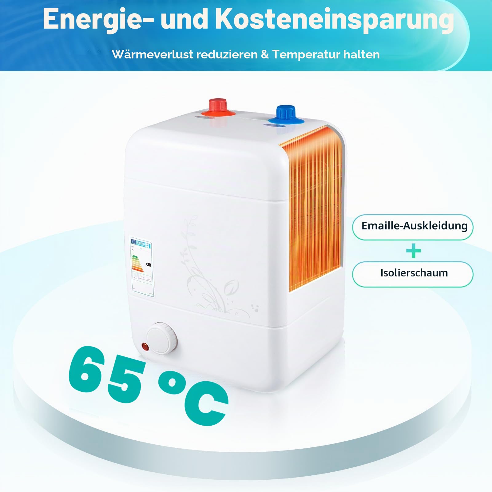 8L Kleiner druckfester Warmwasserspeicher, 220V 1500W Elektrischer Warmwasserbereiter Temperatur Einstellbarer Warmwasserbereiter mit Sicherheitsventil für Washbasin Bathroom Schulen