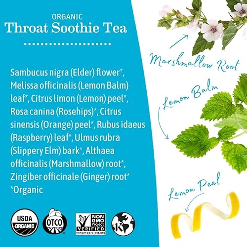 Miniatura 4 de Earth Mama Té orgánico Throat Soothie con flor de saúco  Apoyo inmunológico formulado sin regaliz  Seguro para niños y durante el embarazo, 16